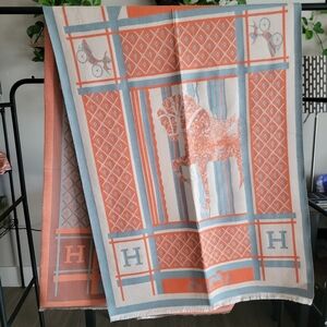 Designer Orange H Horse Scarf